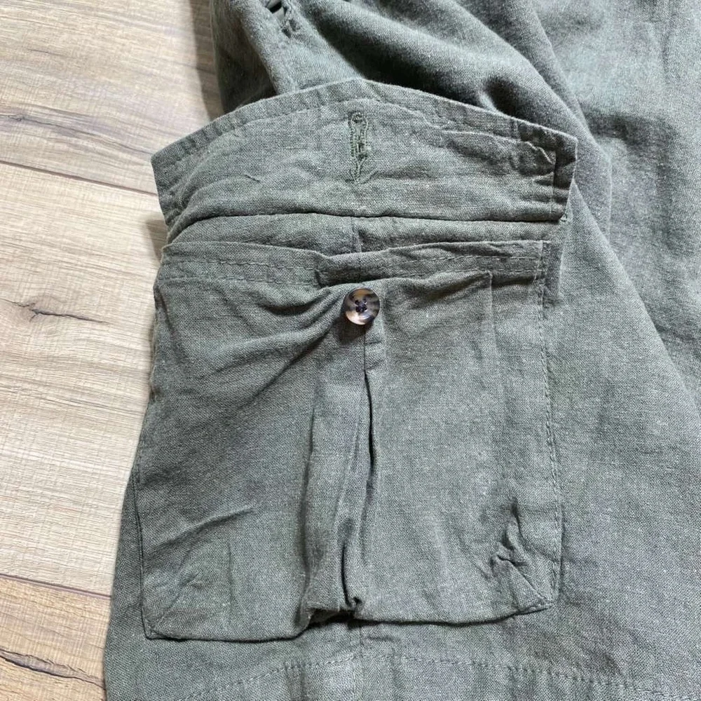 Goodfellow Mens Linen Blend Everyday 7” Cargo Shorts XXL Olive Green‎